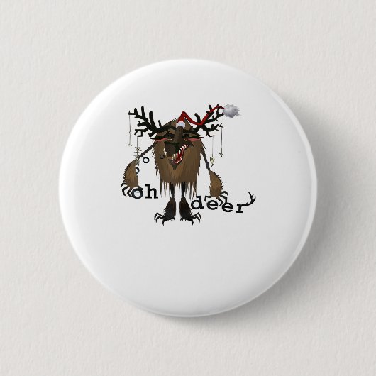 Cartoon Oh Deer Funny Reindeer Holiday Gamer Gift  Ronde Button 5,7 Cm (Voorkant)