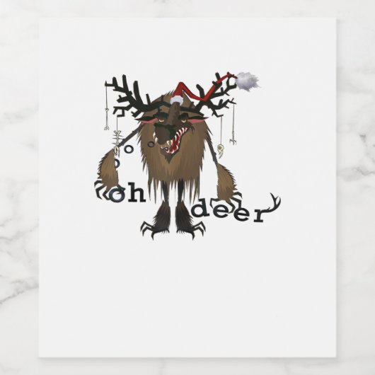Cartoon Oh Deer Funny Reindeer Holiday Gamer Gift  Wijn Etiket (Enkel label)