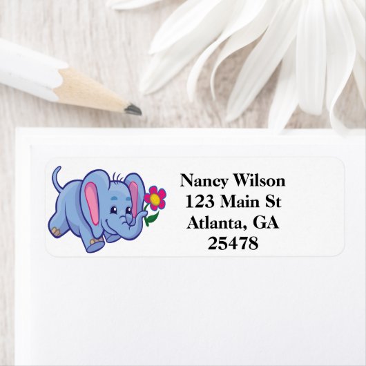 Cartoon olifant etiket (Insitu)