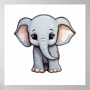 Cartoon olifant illustratie poster
