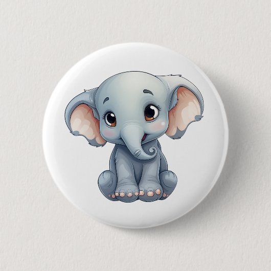 Cartoon olifant illustratie ronde button 5,7 cm (Voorkant)