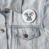 Cartoon olifant illustratie ronde button 5,7 cm (In situ)