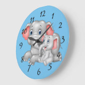 Cartoon olifant met baby grote klok (Hoek)