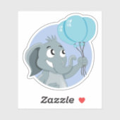 Cartoon olifant met blauwe ballonnen sticker (Vel)
