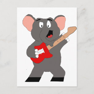 Cartoon olifant met gitaar briefkaart