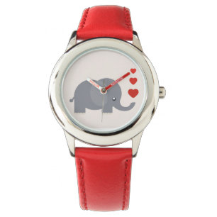 cartoon olifant met hart kind horloge