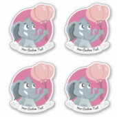 Cartoon olifant met roze ballonnen en tekst sticker (Voorkant)
