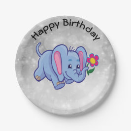 Cartoon olifant papieren bordje