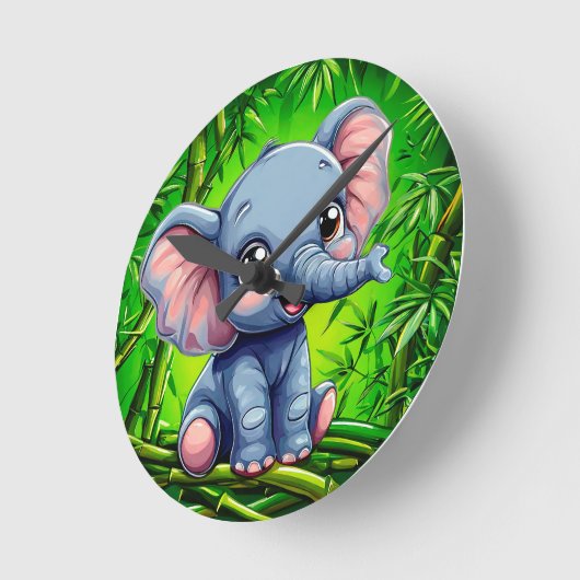 Cartoon olifant ronde klok (Hoek)