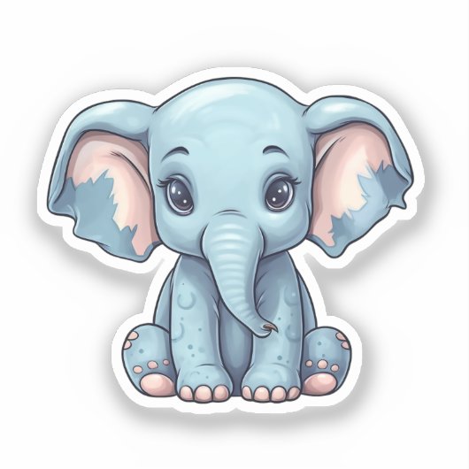 Cartoon-olifant Sticker (Voorkant)