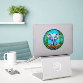 Cartoon Olifant Sticker (Laptop op bureau)
