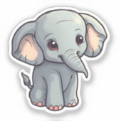 Cartoon-olifant Sticker (Voorkant)