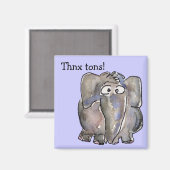 Cartoon Olifant Thnx Tons Magnet (Voorkant / Achterkant)