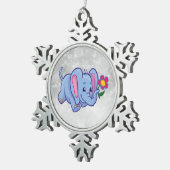 Cartoon olifant tin sneeuwvlok ornament (Rechts)