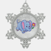 Cartoon olifant tin sneeuwvlok ornament (Voorkant)