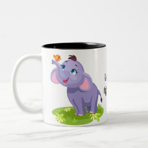 Cartoon olifant tweekleurige koffiemok