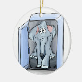 Cartoon olifant zit in een koelkast keramisch ornament (Links)