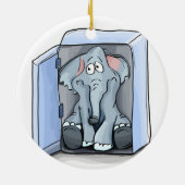 Cartoon olifant zit in een koelkast keramisch ornament (Achterkant)