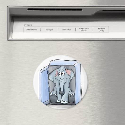 Cartoon olifant zit in een koelkast magneet (Insitu (Vaatwasser))