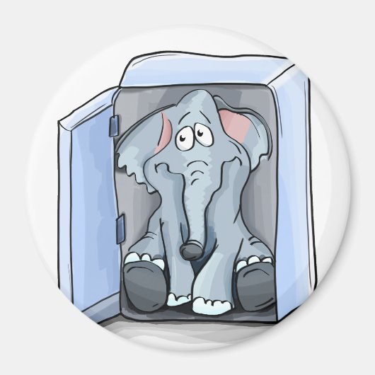 Cartoon olifant zit in een koelkast magneet (Voorkant)