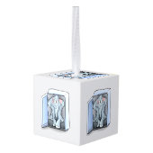 Cartoon olifant zit in een koelkast ornament (Achter hoekig)