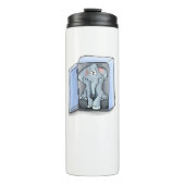 Cartoon olifant zit in een koelkast thermosbeker (Voorkant)