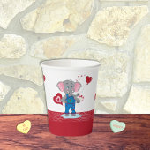 Cartoon Olifanten | Harten rood en wit papier beke Papieren Bekers