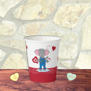 Cartoon Olifanten Harten rood en wit papier beke Papieren Bekers