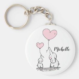 Cartoon olifanten met roze ballonnen sleutelhanger