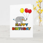 Cartoon olifantenballonnen zijn jarig kaart (Gele Bloem)