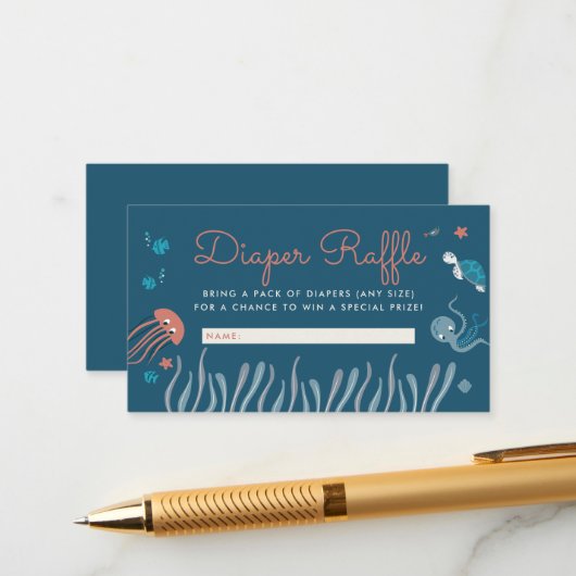 Cartoon onder het Baby shower van het Zee Informatiekaartje (Voorkant / Achterkant in situ)