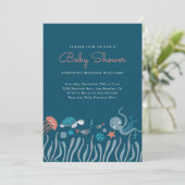 Cartoon onder het Baby shower Zee Ocean Critters Kaart (Staand voorkant)