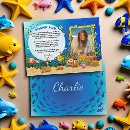Cartoon onder het Zee Dieren Kinder bedankpas Bedankkaart
