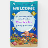 Cartoon Onder het Zee Dieren Party Welkomstbanner Spandoek (Verticaal)