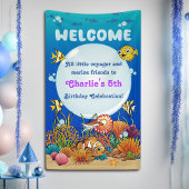 Cartoon Onder het Zee Dieren Party Welkomstbanner Spandoek
