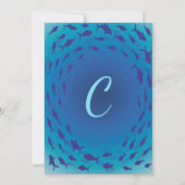 Cartoon onder het Zee Dieren Verjaardagsuitnodigin Kaart (Achterkant)