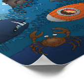 Cartoon onderzeeboot Boy undersea Animal Fish Poster (Hoek)