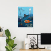 Cartoon onderzeeboot Boy undersea Animal Monster Poster (Thuiskantoor)
