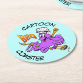 Cartoon Onderzetter: Cute BBQ Octopus Onderzetter (Gebogen)