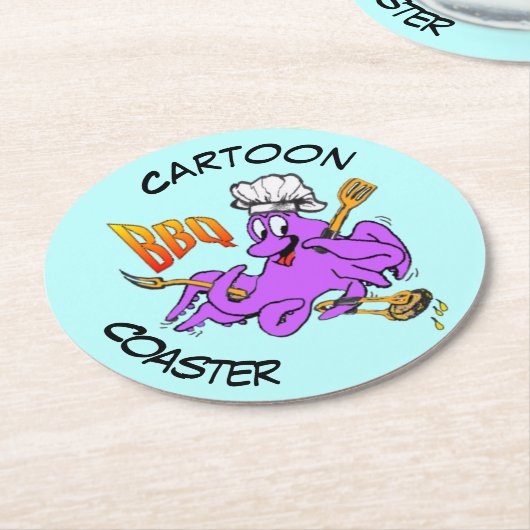Cartoon Onderzetter: Cute BBQ Octopus Onderzetter (Gebogen)