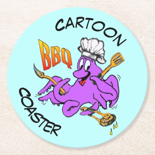 Cartoon Onderzetter: Cute BBQ Octopus Onderzetter (Voorkant)