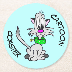 Cartoon Onderzetter: Cute Grey Cat Onderzetter