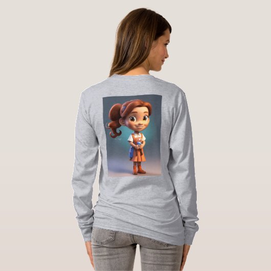 Cartoon ontwerp T-shirt Meisje (Achterkant volledig)