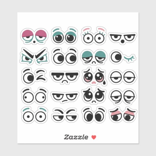 Cartoon Oog Uitdrukkingen Vinyl Stickers (Vel)
