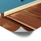 Cartoon ooievaar met felle ogen op houten hek poster (Hoek)