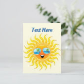 Cartoon op de zomerzon met zonnebril briefkaart (Staand voorkant)