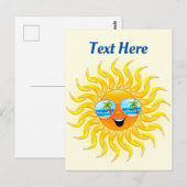 Cartoon op de zomerzon met zonnebril briefkaart (Voorkant / Achterkant)