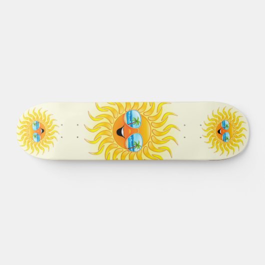 Cartoon op de zomerzon met zonnebril persoonlijk skateboard (Horizontaal)