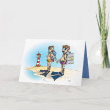Cartoon; Op duikvakantie gaan. kaart