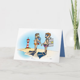 Cartoon; Op duikvakantie gaan. kaart